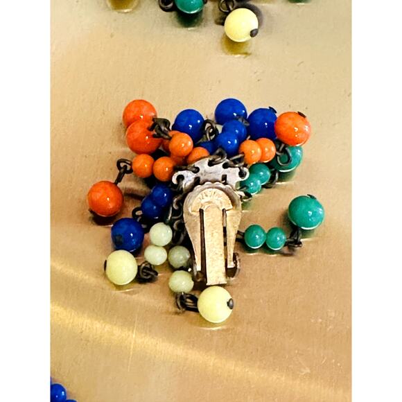 Vintage 1930s Multi Strand Necklace/Earring Set Japan Glass Beads Bright Costume - Picture 7 of 8